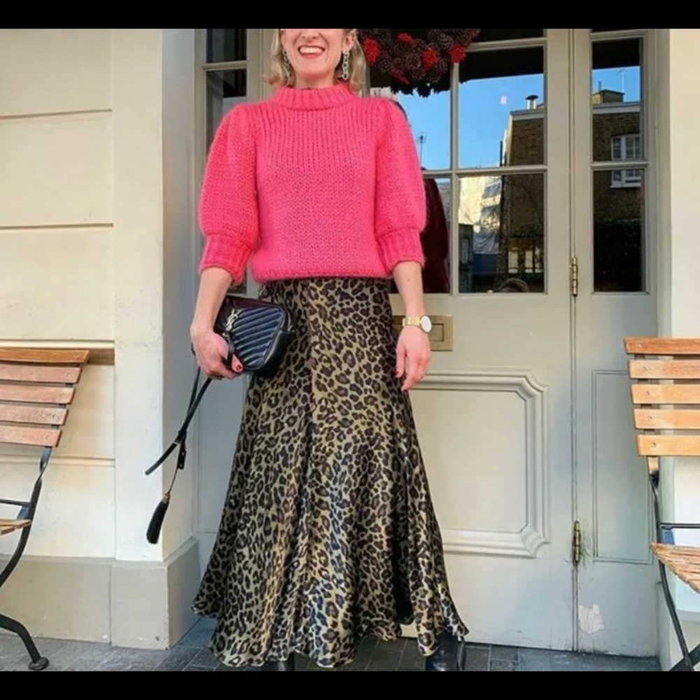 Zara Leopard Print Flared Midi Skirt
